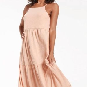 Z Supply Rory Tiered Slub Maxi Dress Sand Peach